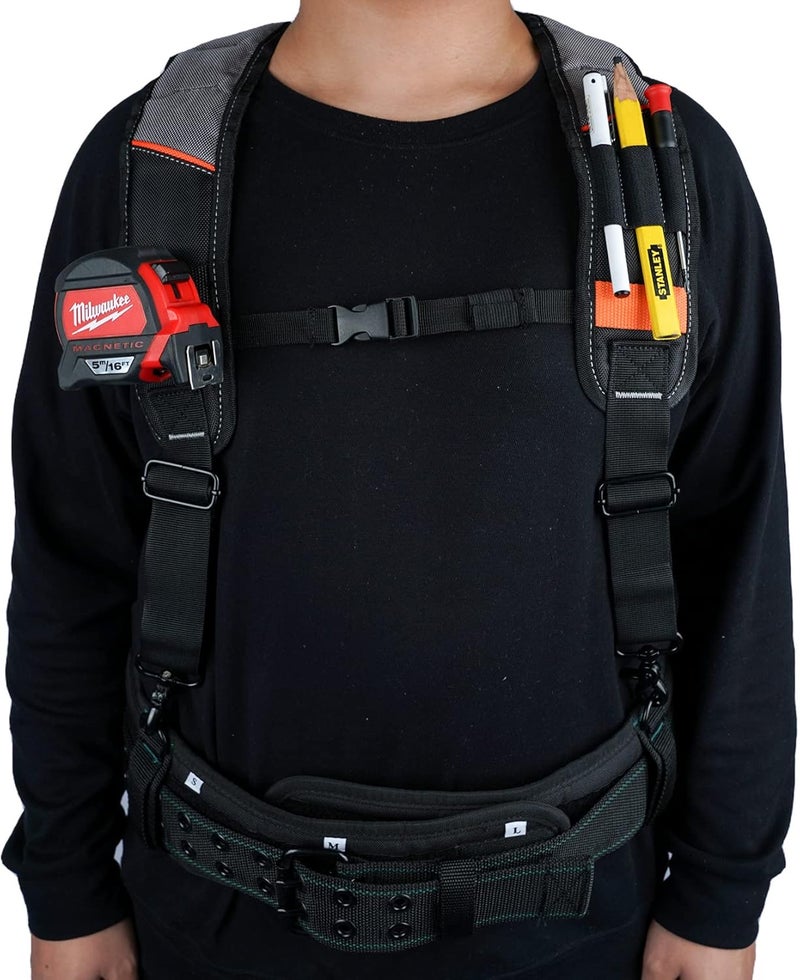 KUNN Tool Belt Suspenders Padded Carpenter Construction Electrician Work Suspender with Attachment Loops for Men,Grey - Image 5